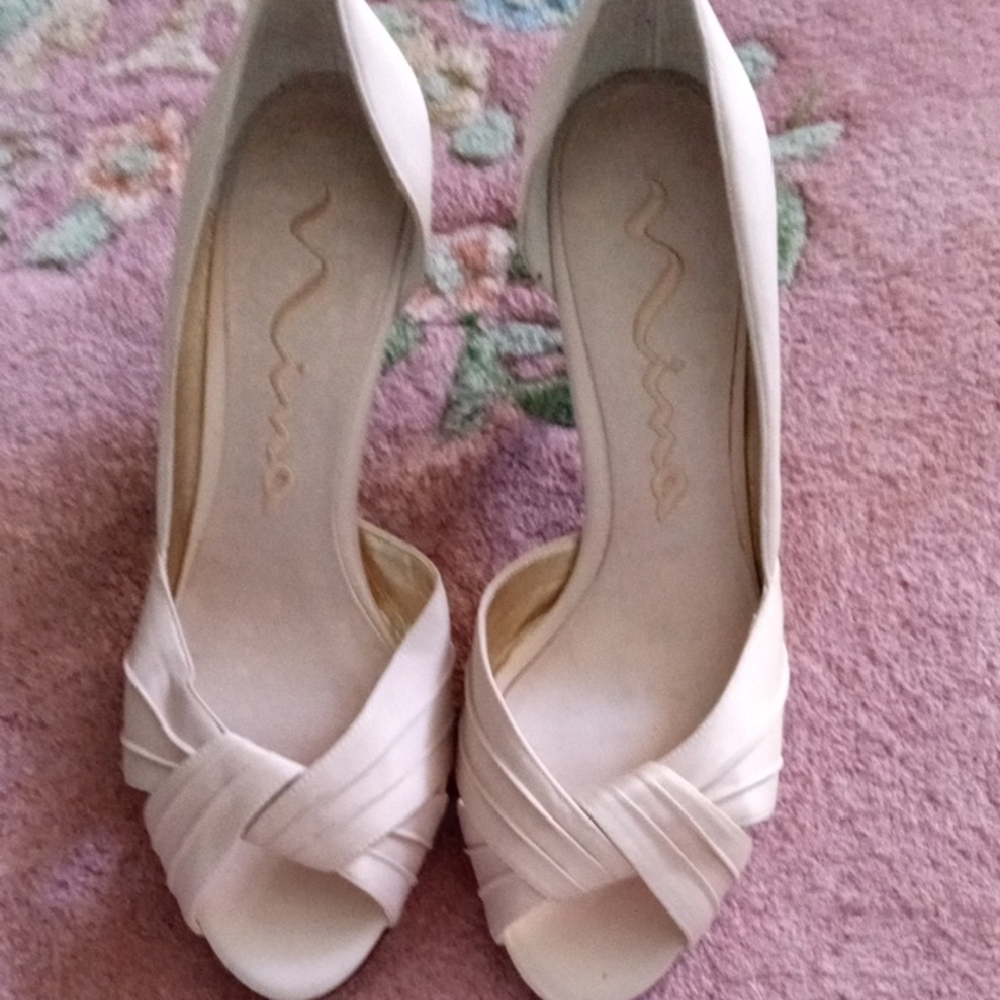 Nina Women's Elegant Cream Satin Heels